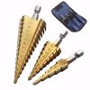 3pc Step Drill Bit Set metric 4 - 12 / 20 / 32mm 1 / 4 titanium coated metal hex core drill bits