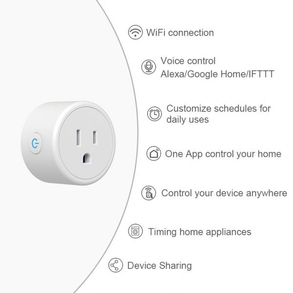 FrankEver Mini US Smart Socket Wifi Plug with Surge Protector 110-240V Voice Control works with Alexa and Google Home