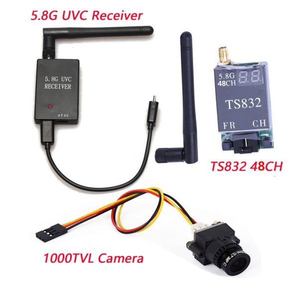 5.8G FPV Receiver UVC Video Downlink TS832 5.8G 48CH 600mW Wireless AV Transmitter 1000TV Camera 2.8mm