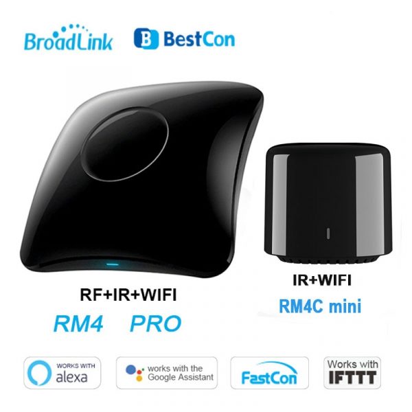 Broadlink RM4 Pro Rm4C Mini Universal Intelligent Remote Control for Smart Home Automation with WiFi IR RF Works With Alexa and Google Home