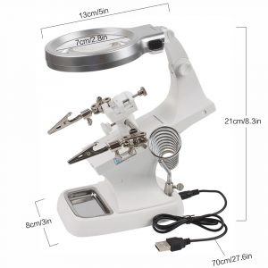 Helping Hand Soldering Iron Stand With Illuminated LED and Optics