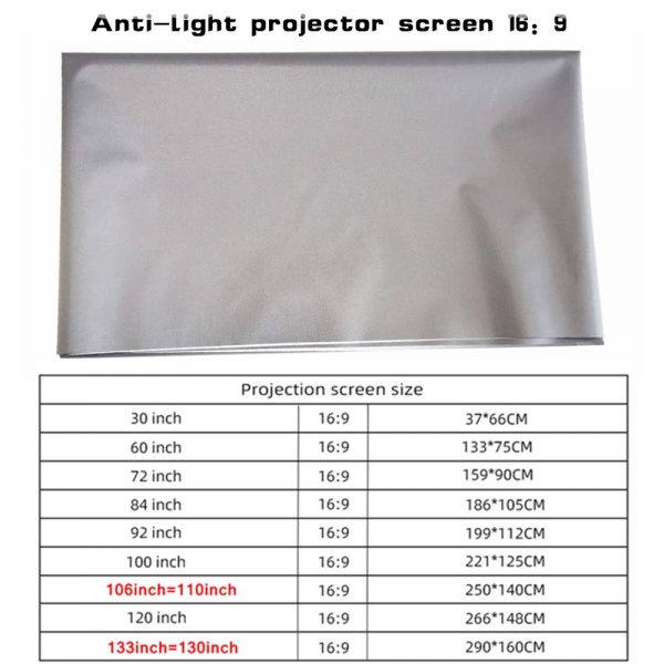 Projection Screen 60 72 84 100 120 inches portable projector screen