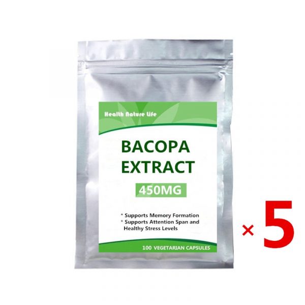Bacopa Monnieri Capsules – 450mg, 100 Count / Non-GMO, Gluten Free, Concentrated 20% Bacosides