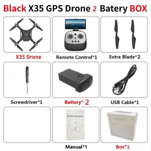 KALIONE X35 Quadcopter Drone - GPS 4K HD Camera Two-Axis Gimbal Stabilizer WIFI Brushless Motors